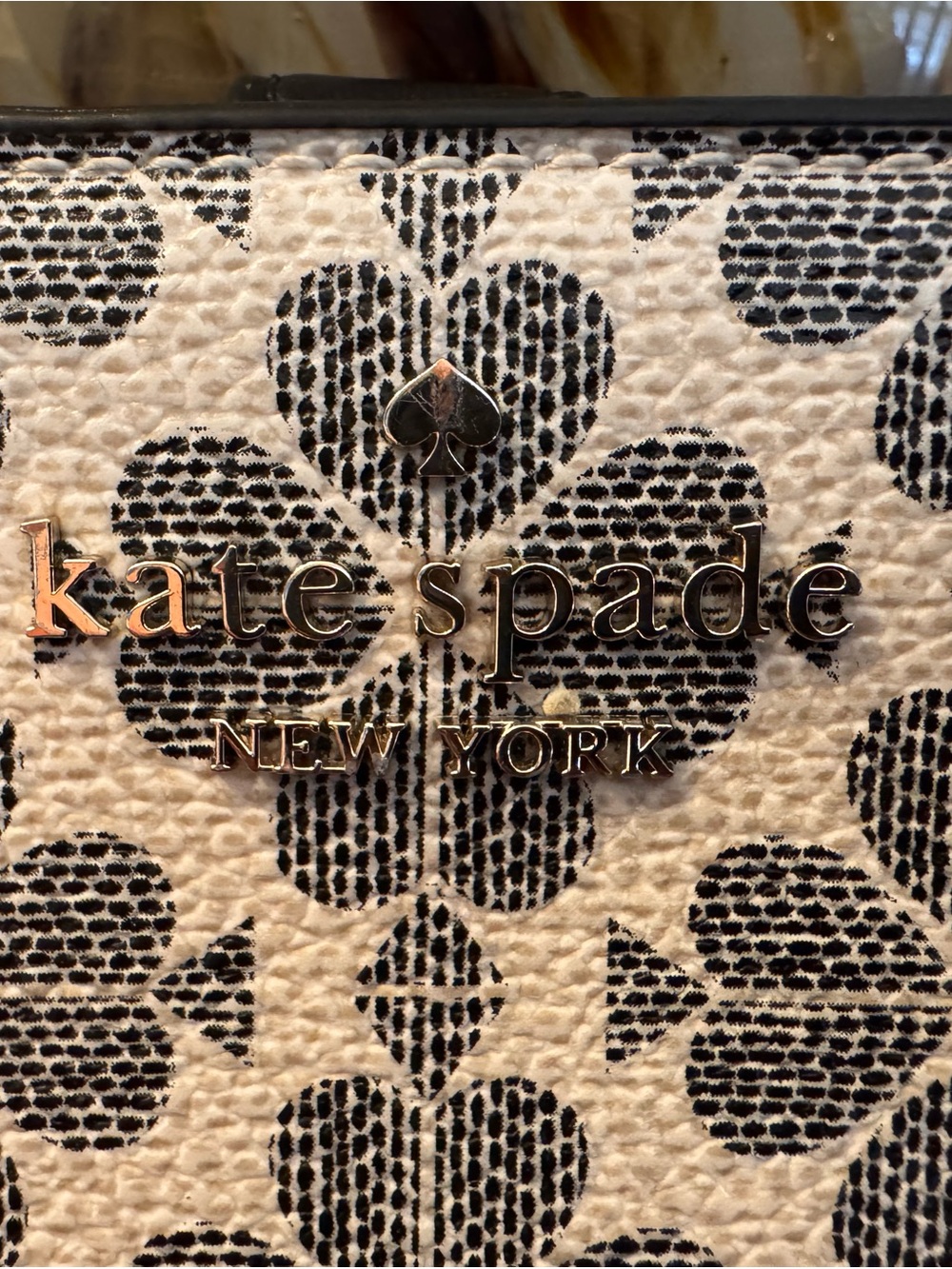 kate spade Black & Cream Heart-Club Pattern Wallet